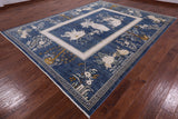 Blue Contemporary Handmade Wool & Silk Rug - 9' 1" X 11' 8" - Golden Nile