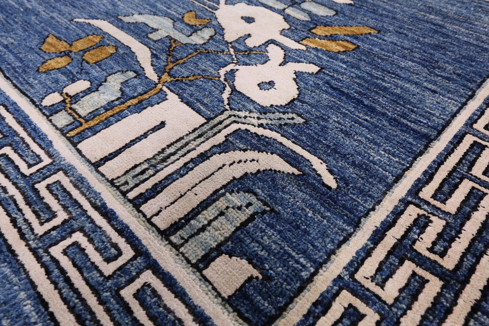 Blue Contemporary Handmade Wool & Silk Rug - 9' 1" X 11' 8" - Golden Nile