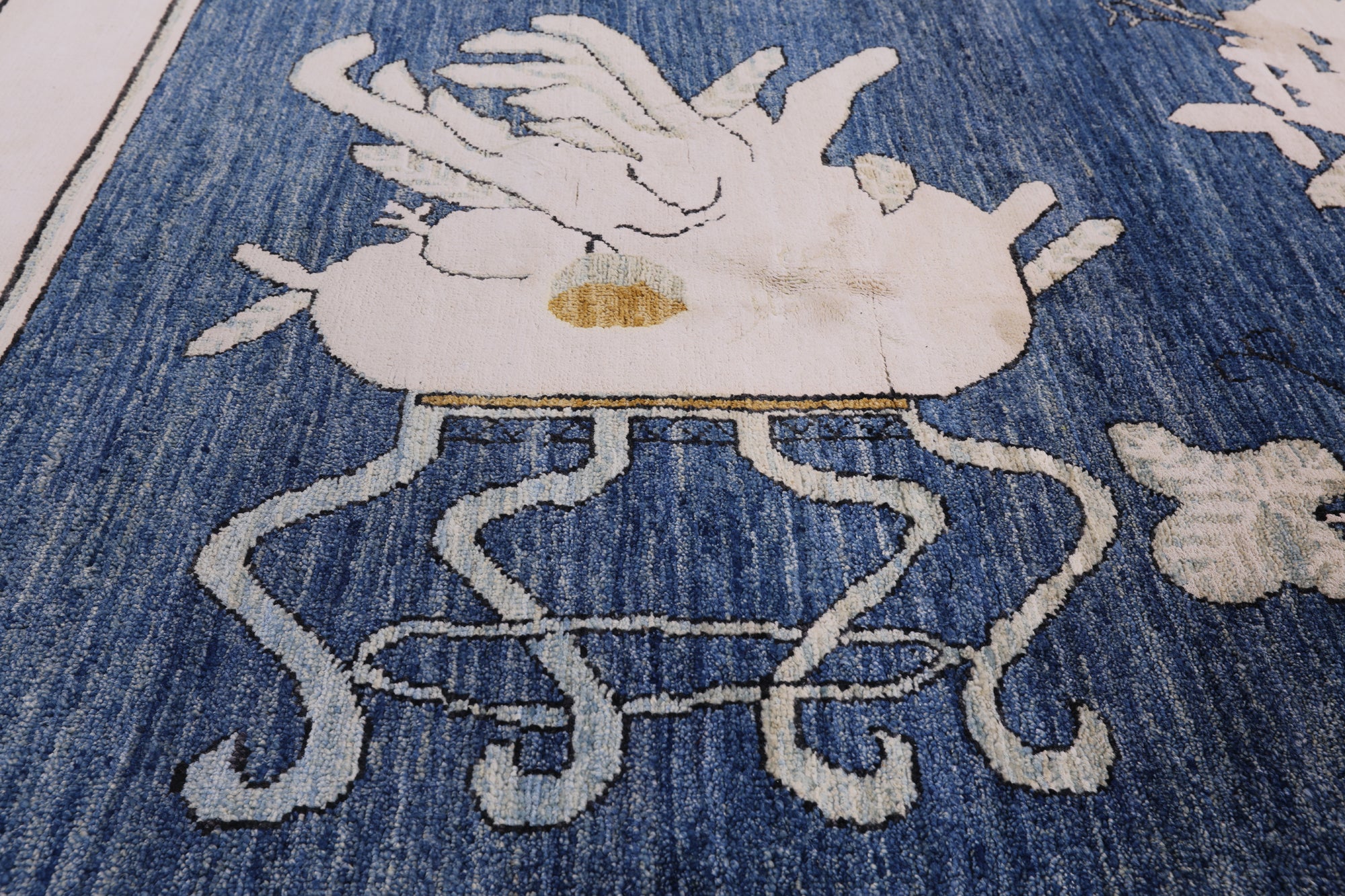 Blue Contemporary Handmade Wool & Silk Rug - 9' 1" X 11' 8" - Golden Nile