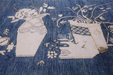 Blue Contemporary Handmade Wool & Silk Rug - 9' 1" X 11' 8" - Golden Nile
