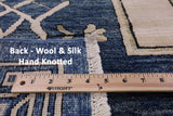 Blue Contemporary Handmade Wool & Silk Rug - 9' 1" X 11' 8" - Golden Nile