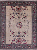 Ivory William Morris Hand Knotted Wool Rug - 9' 1" X 11' 10" - Golden Nile