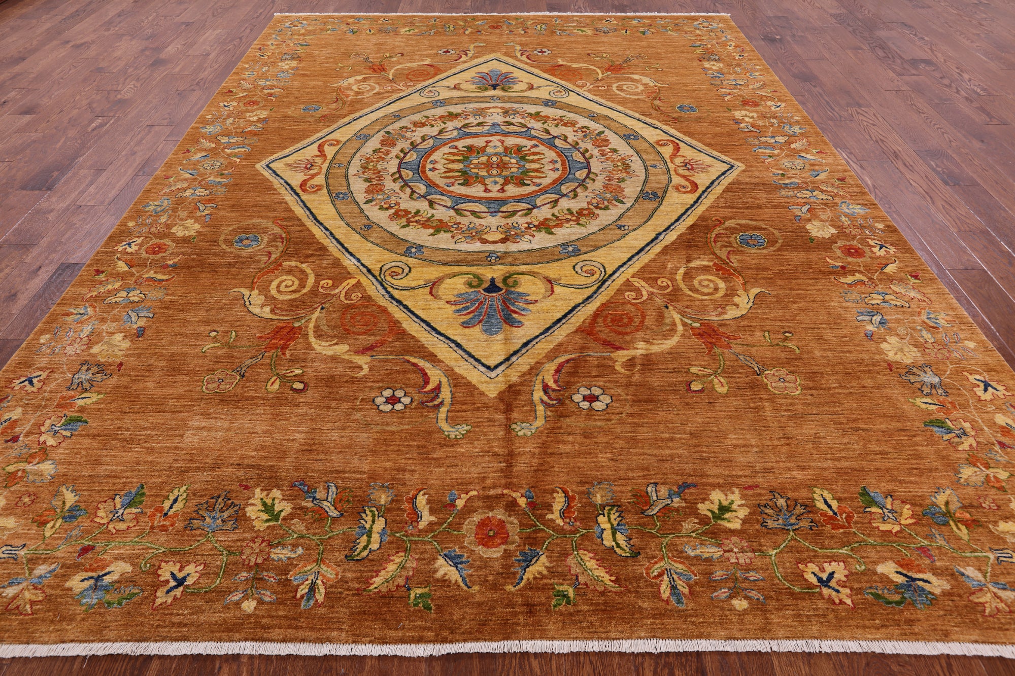 William Morris Handmade Wool Rug - 8' 10" X 11' 10" - Golden Nile
