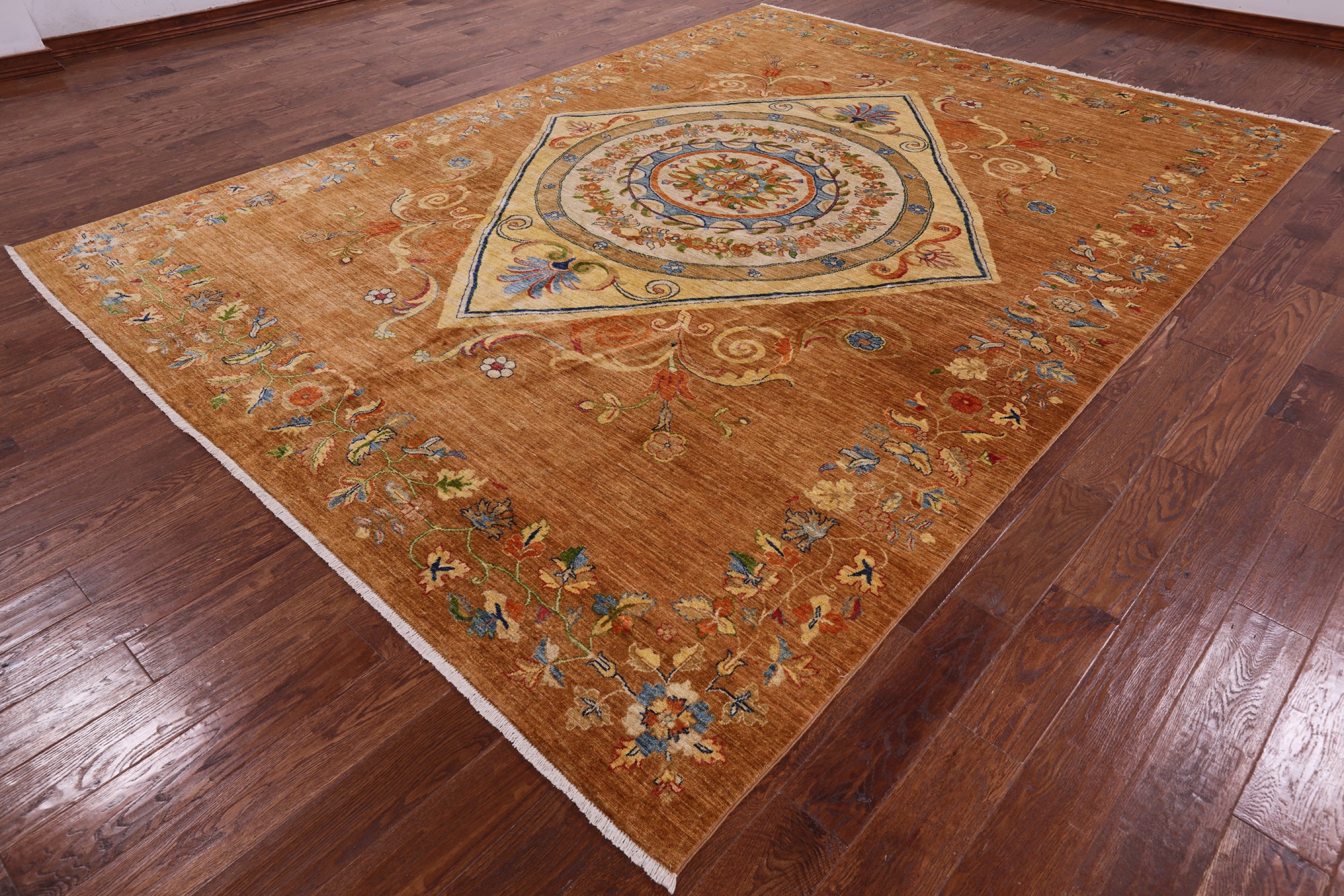 William Morris Handmade Wool Rug - 8' 10" X 11' 10" - Golden Nile