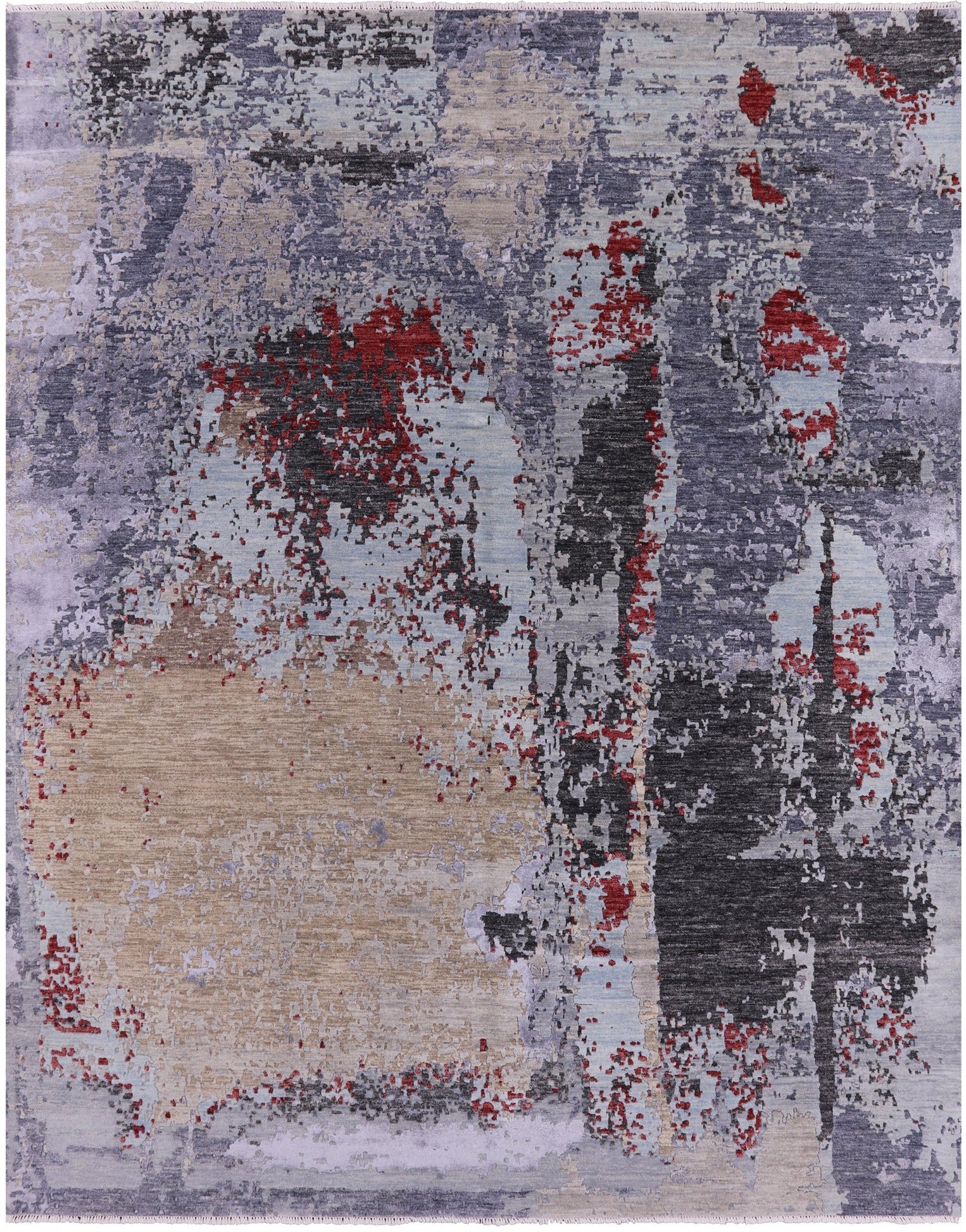 Contemporary Handmade Wool & Silk Rug - 8' 1" X 10' 3" - Golden Nile