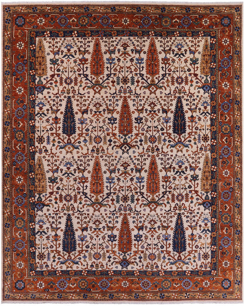 Ivory Fine Serapi Handmade Wool Rug - 12' 1" X 14' 10" - Golden Nile