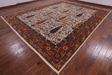 Ivory Fine Serapi Handmade Wool Rug - 12' 1" X 14' 10" - Golden Nile