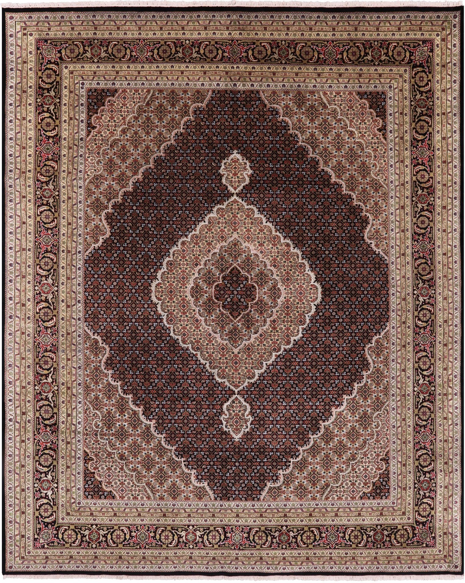Black Bijar Handmade Wool & Silk Rug - 8' 2" X 10' 1" - Golden Nile