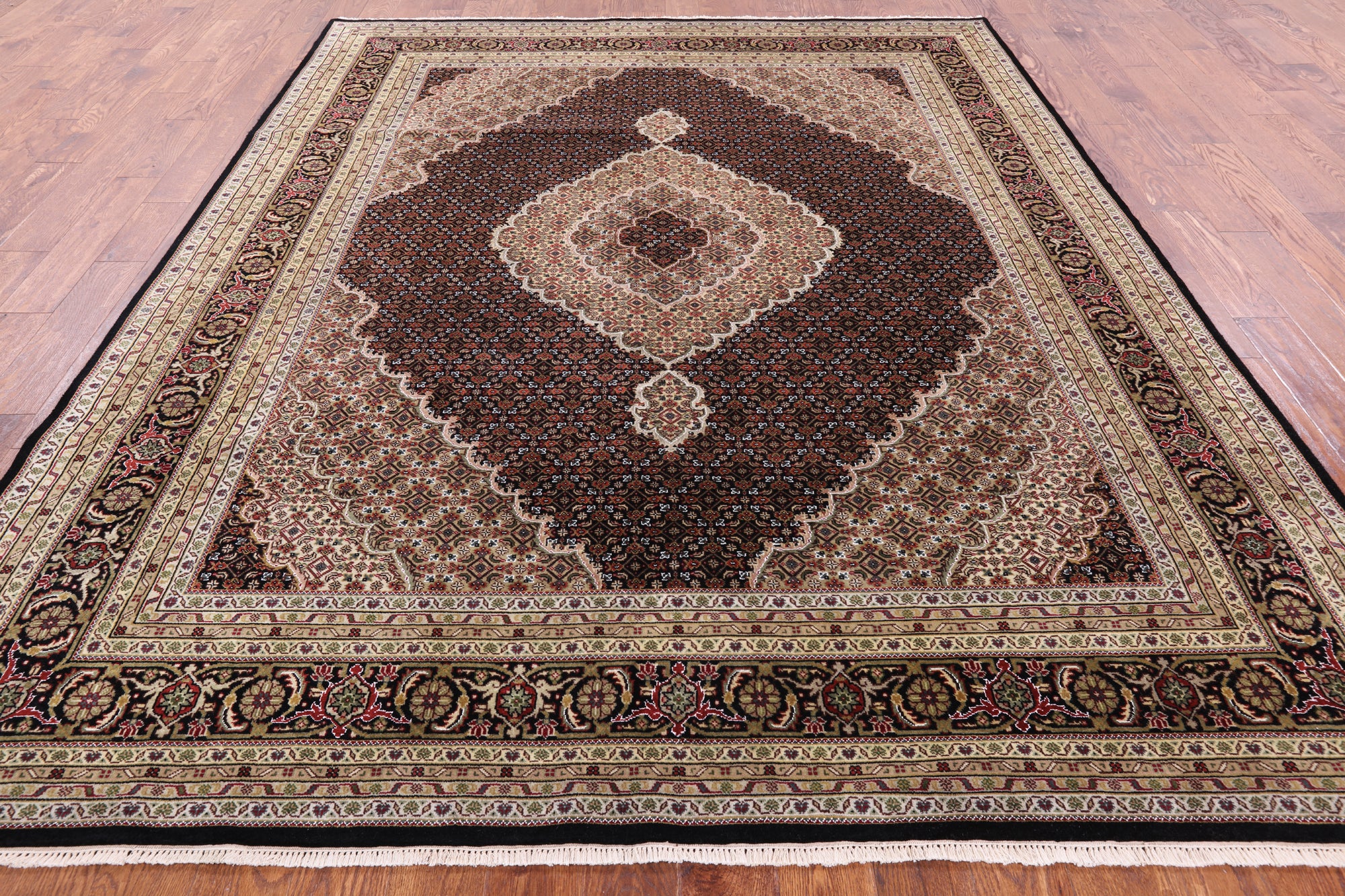 Black Bijar Handmade Wool & Silk Rug - 8' 2" X 10' 1" - Golden Nile