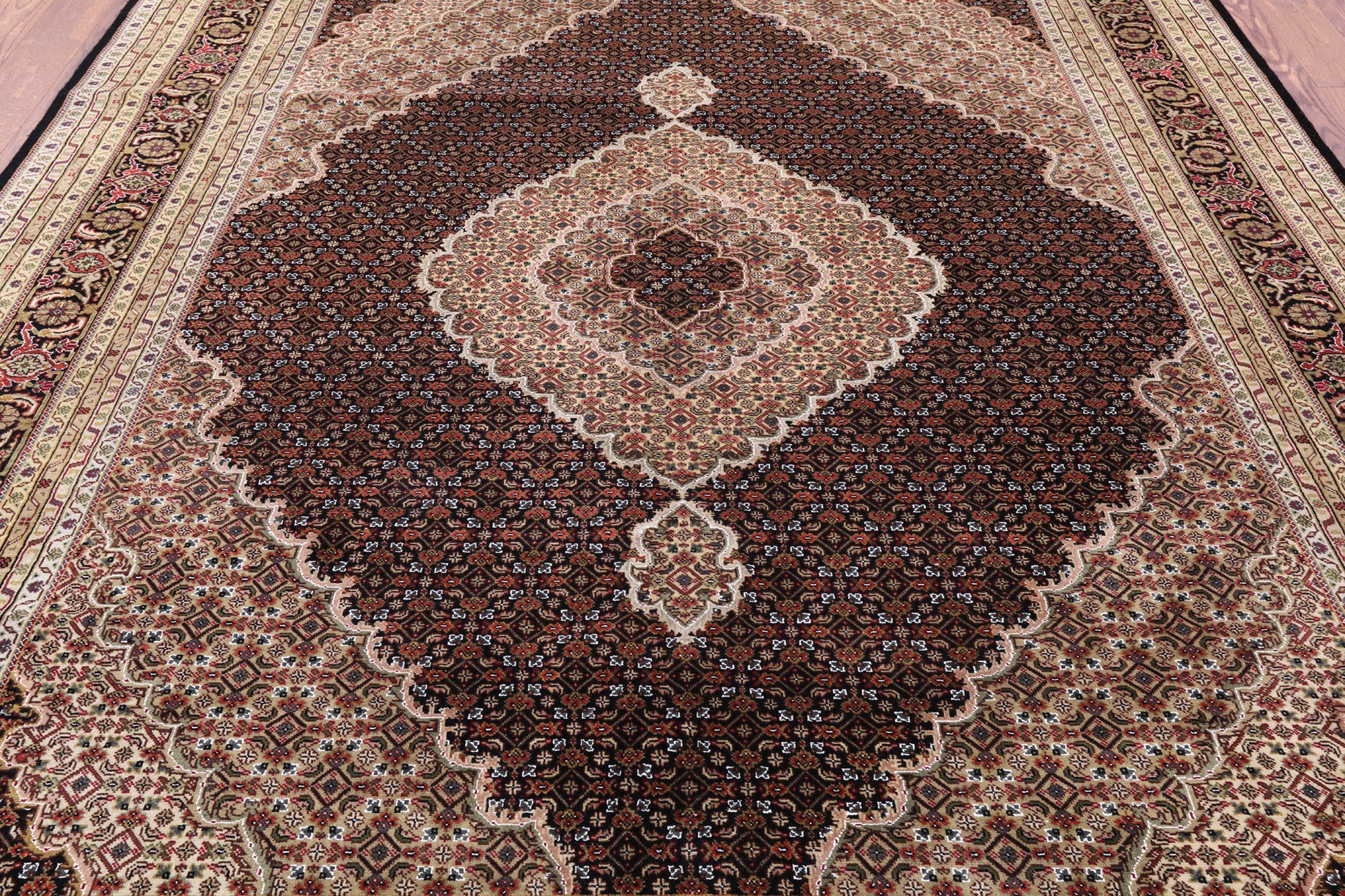 Black Bijar Handmade Wool & Silk Rug - 8' 2" X 10' 1" - Golden Nile
