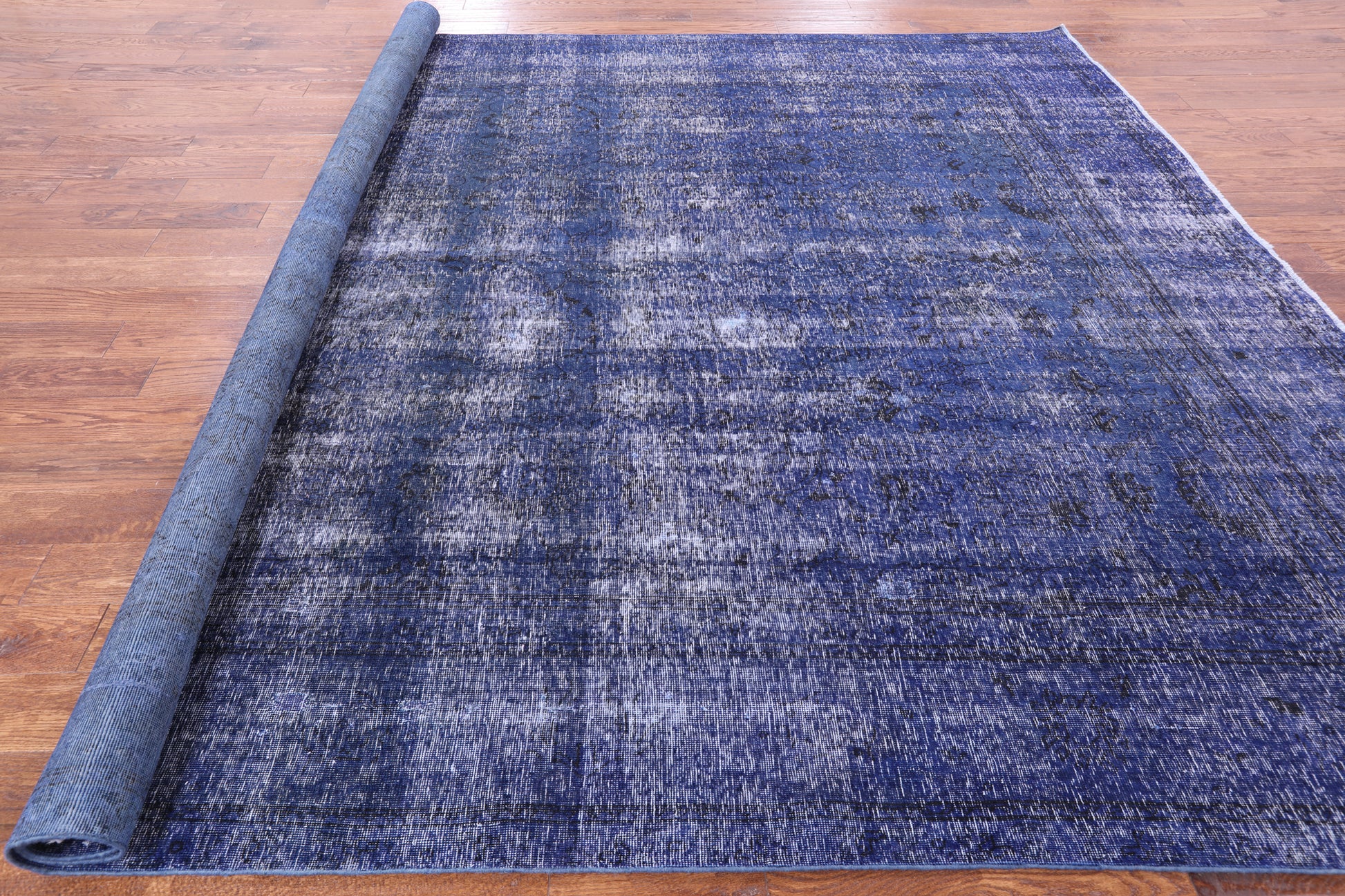 Blue Persian Overdyed Handmade Wool Rug - 9' 6" X 10' 5" - Golden Nile
