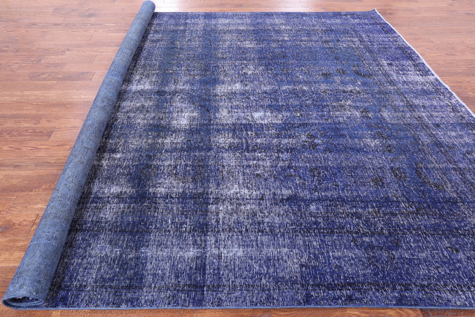 Blue Persian Overdyed Handmade Wool Rug - 9' 6" X 10' 5" - Golden Nile