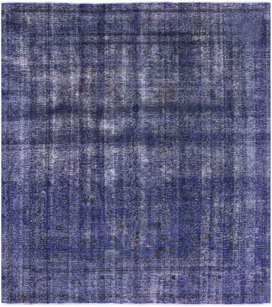 Blue Persian Overdyed Handmade Wool Rug - 9' 6" X 10' 5" - Golden Nile