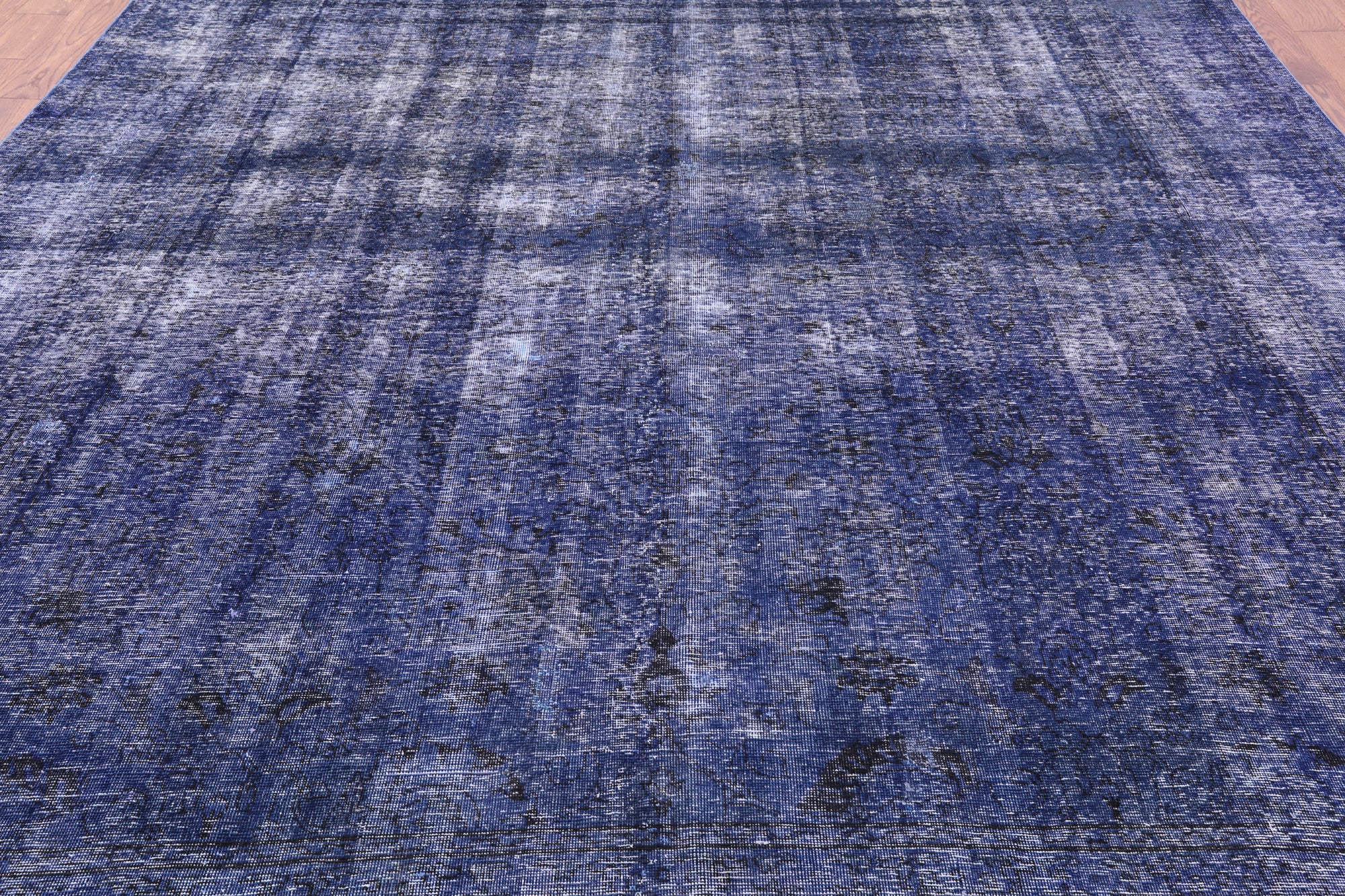 Blue Persian Overdyed Handmade Wool Rug - 9' 6" X 10' 5" - Golden Nile