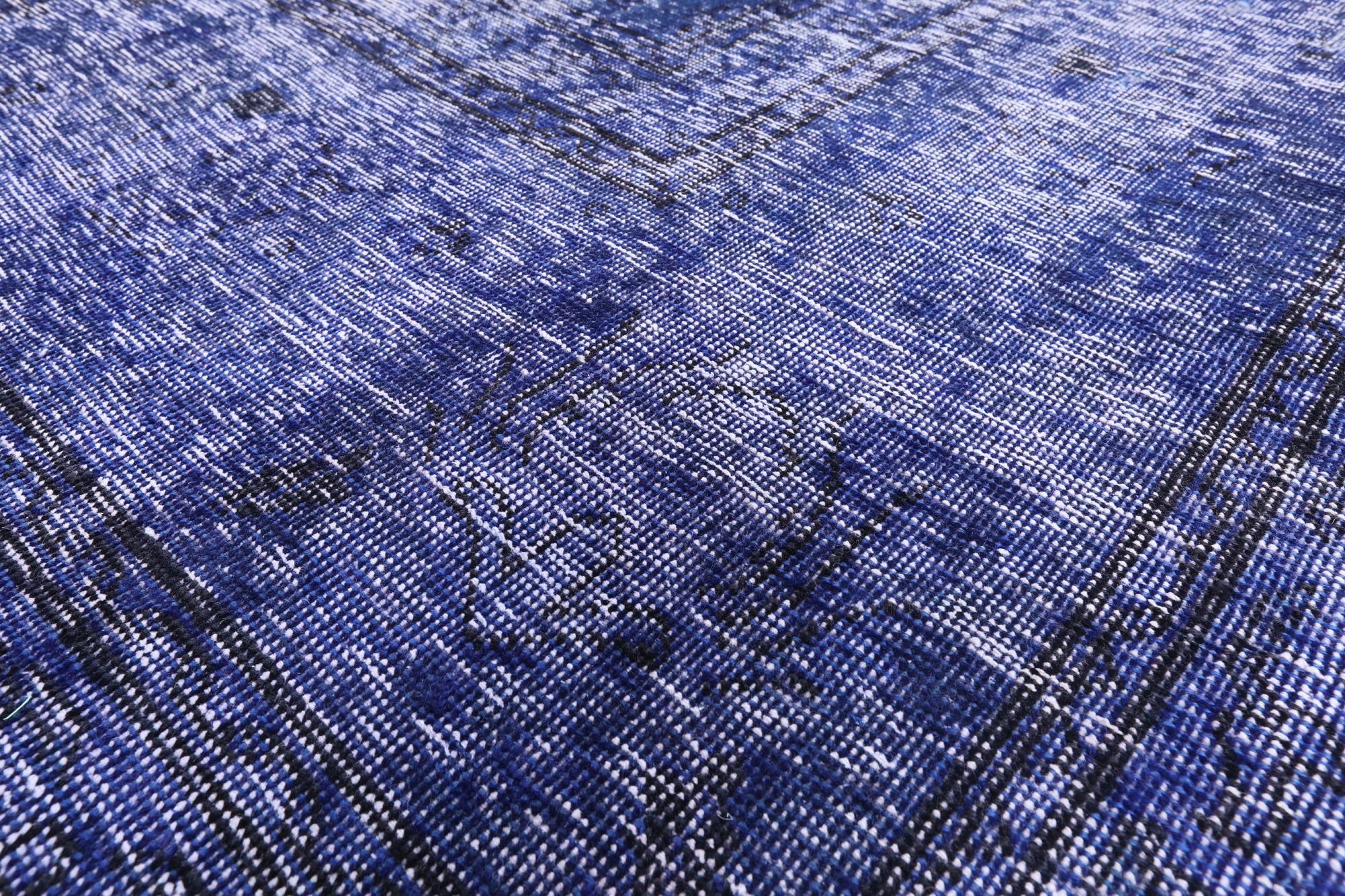 Blue Persian Overdyed Handmade Wool Rug - 9' 6" X 10' 5" - Golden Nile