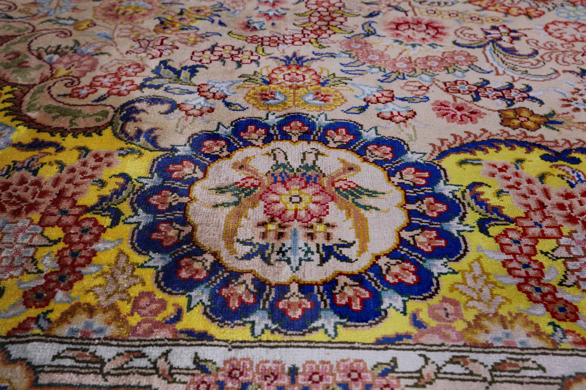 High End Persian Hand Knotted 100 % Silk  Rug - 7' 0" X 10' 0" - Golden Nile