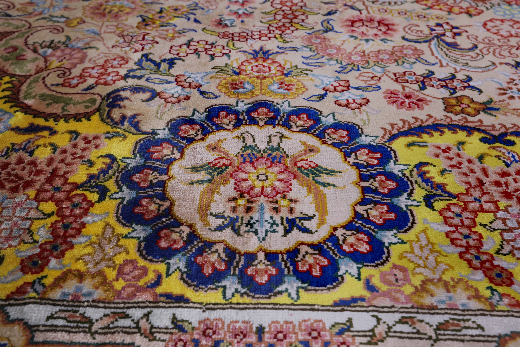 High End Persian Hand Knotted 100 % Silk  Rug - 7' 0" X 10' 0" - Golden Nile