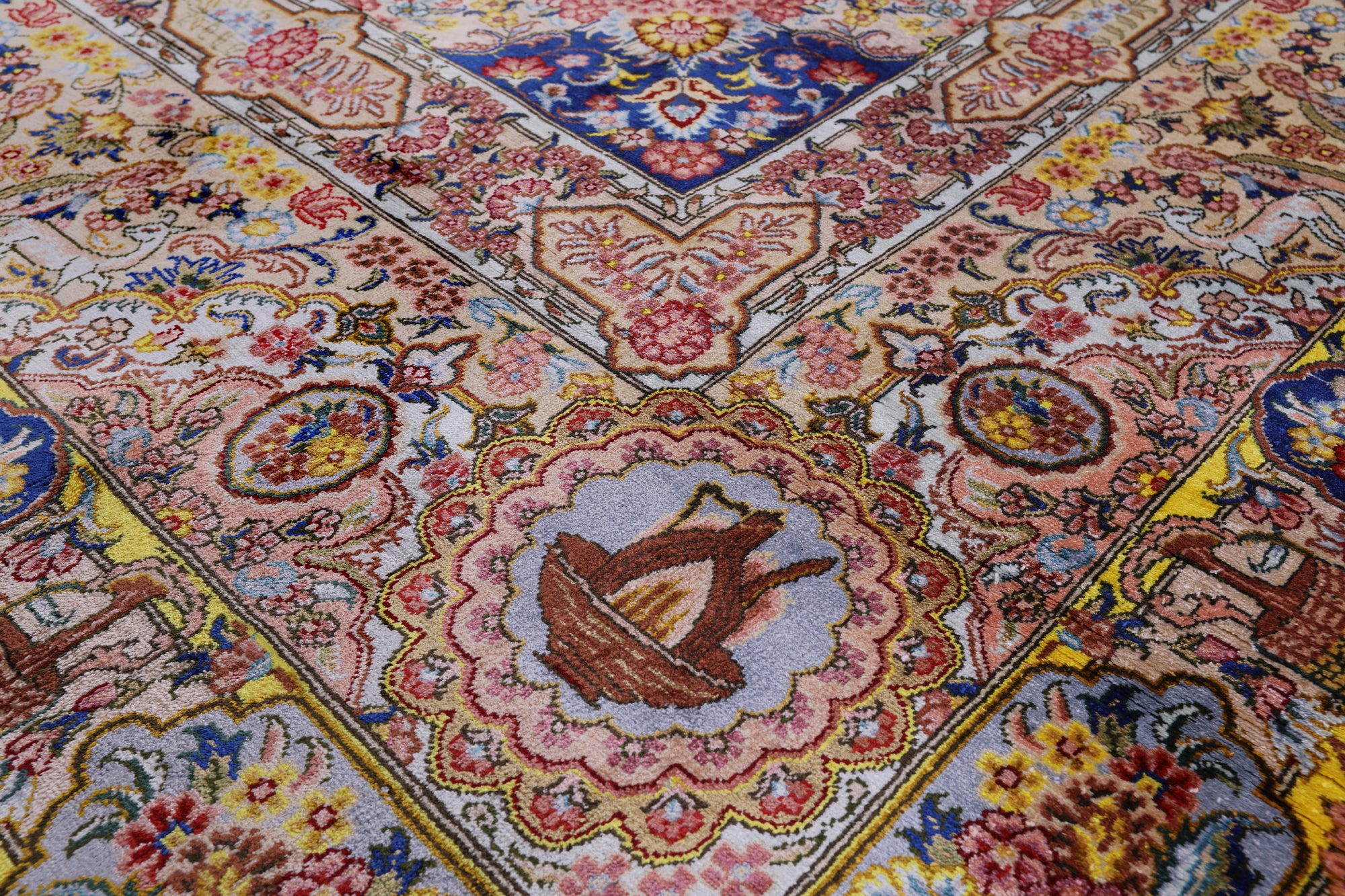 High End Persian Hand Knotted 100 % Silk  Rug - 7' 0" X 10' 0" - Golden Nile