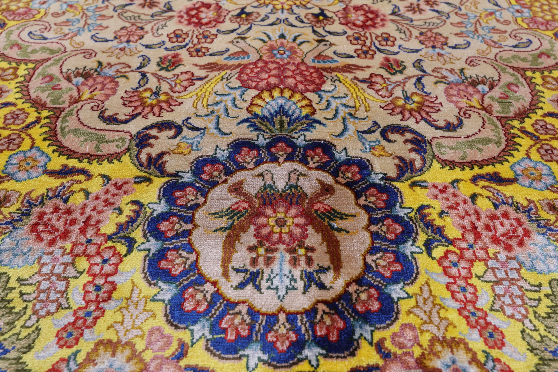 High End Persian Hand Knotted 100 % Silk  Rug - 7' 0" X 10' 0" - Golden Nile