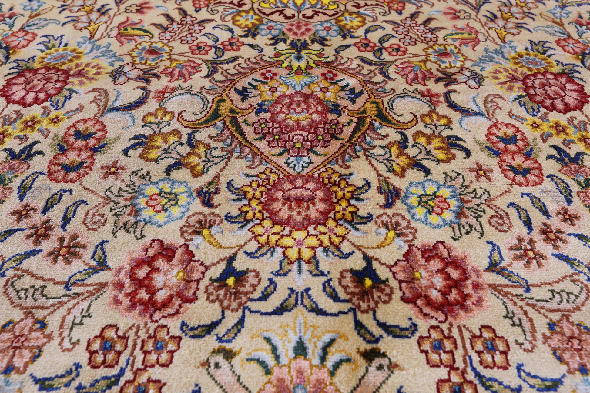 High End Persian Hand Knotted 100 % Silk  Rug - 7' 0" X 10' 0" - Golden Nile