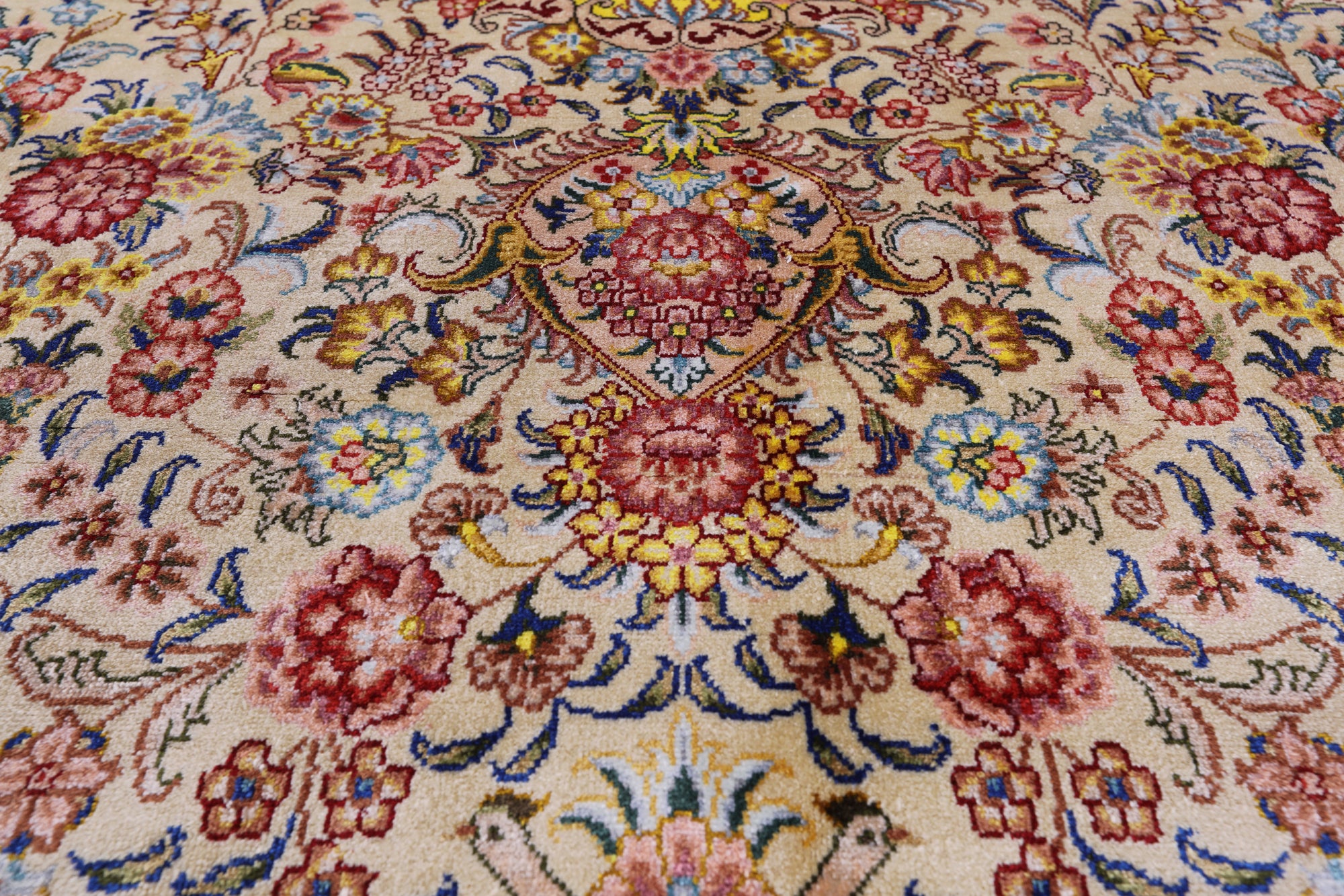 High End Persian Hand Knotted 100 % Silk  Rug - 7' 0" X 10' 0" - Golden Nile