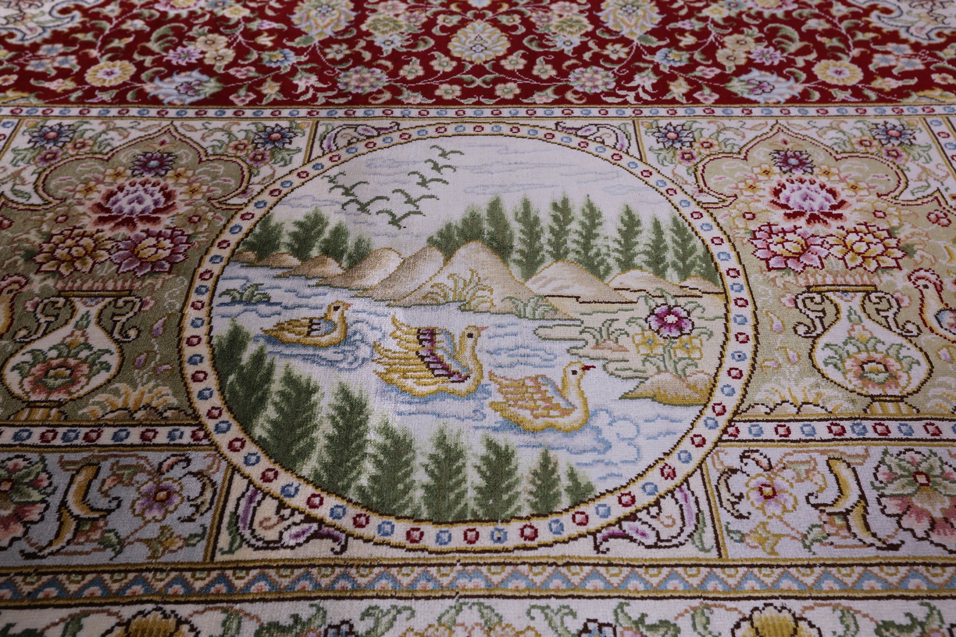 High End Persian 100% Silk Hand Knotted Rug - 8' 0" X 10' 0'' - Golden Nile