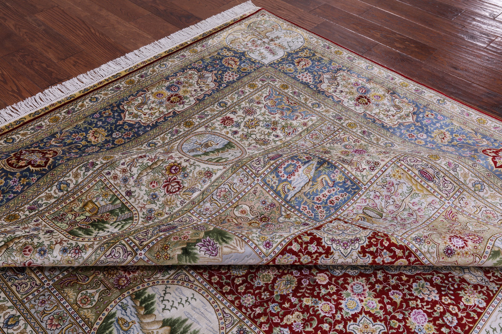 High End Persian 100% Silk Hand Knotted Rug - 8' 0" X 10' 0'' - Golden Nile