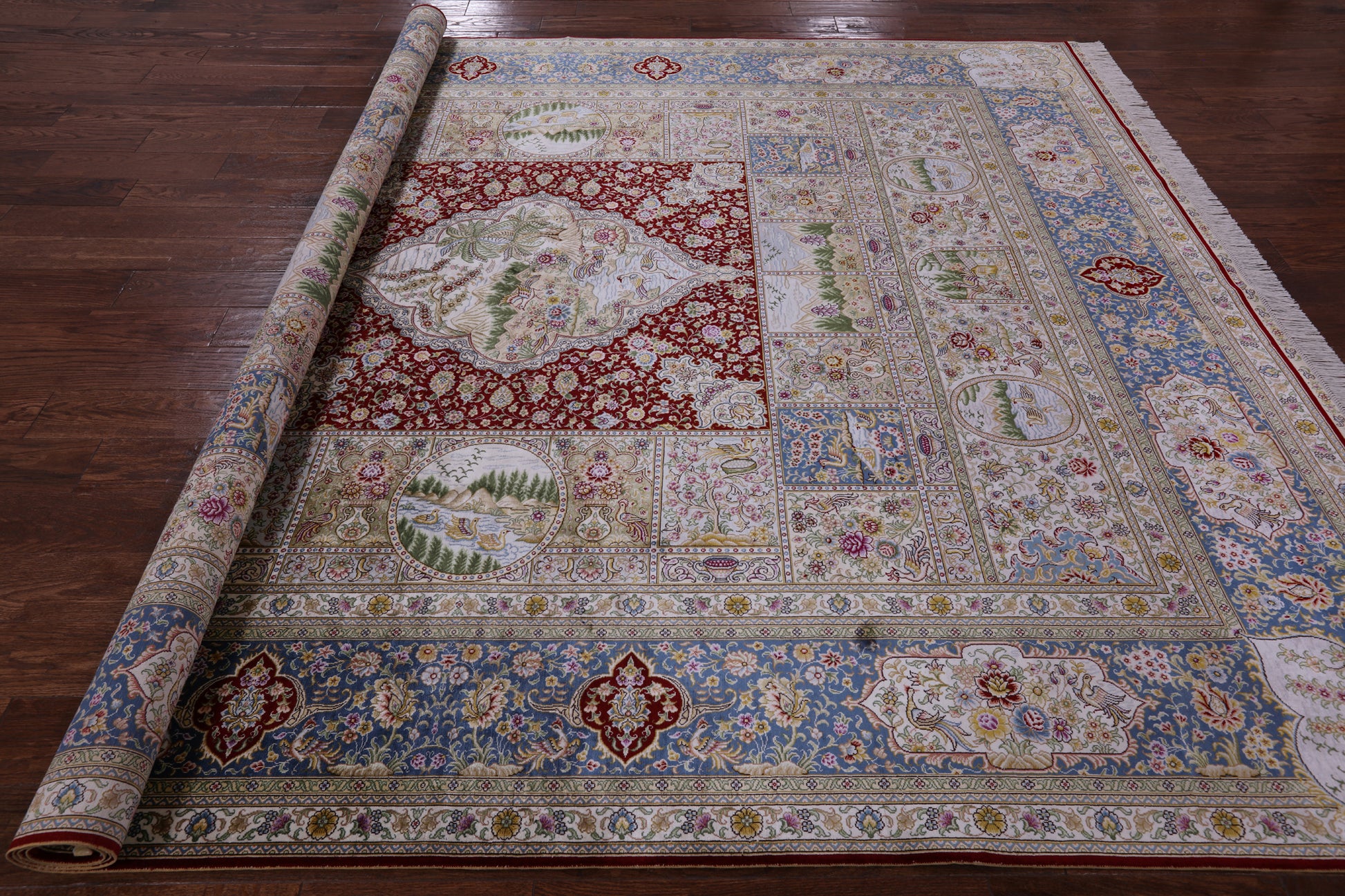 High End Persian 100% Silk Hand Knotted Rug - 8' 0" X 10' 0'' - Golden Nile