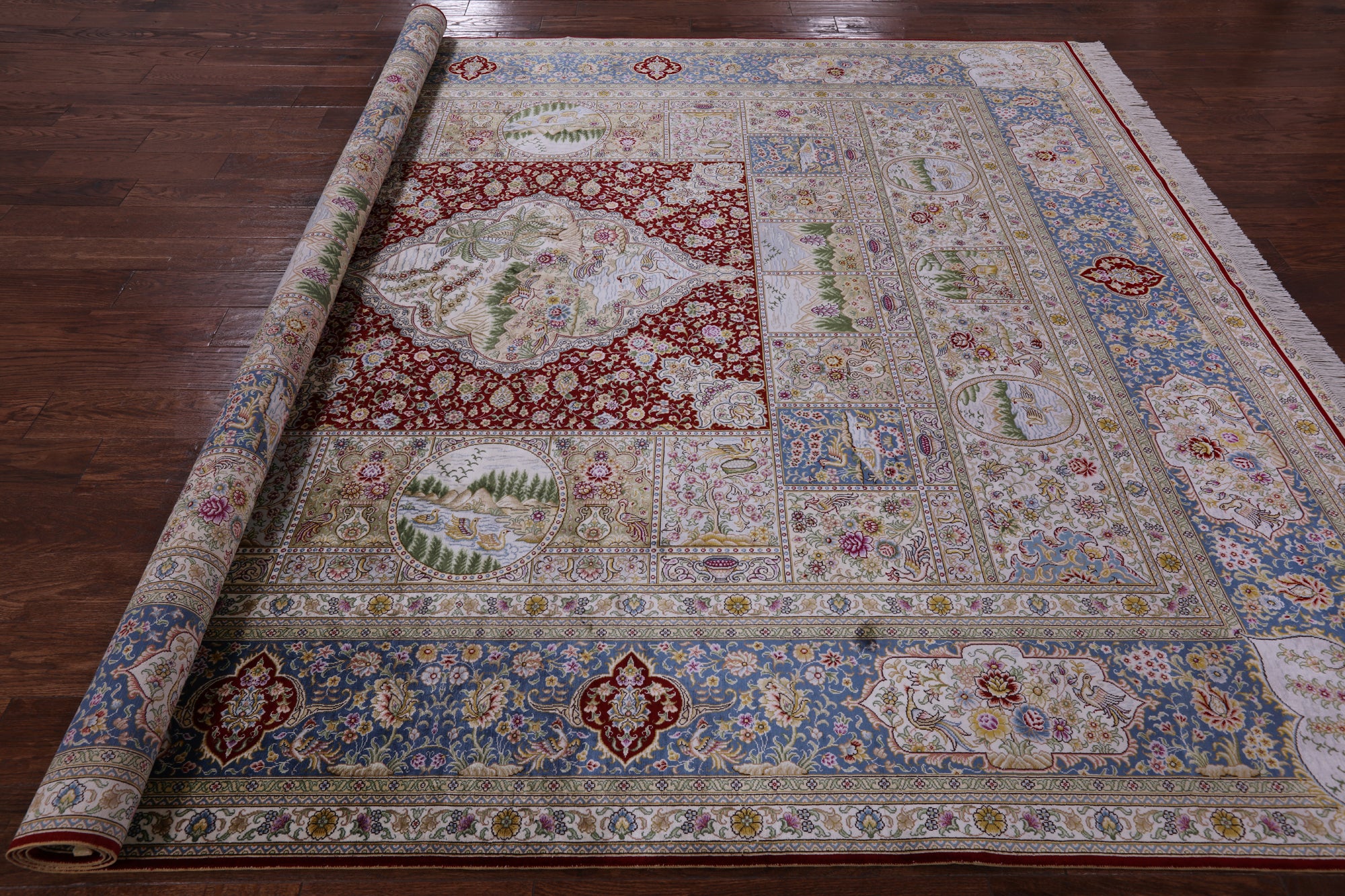 High End Persian 100% Silk Hand Knotted Rug - 8' 0" X 10' 0'' - Golden Nile