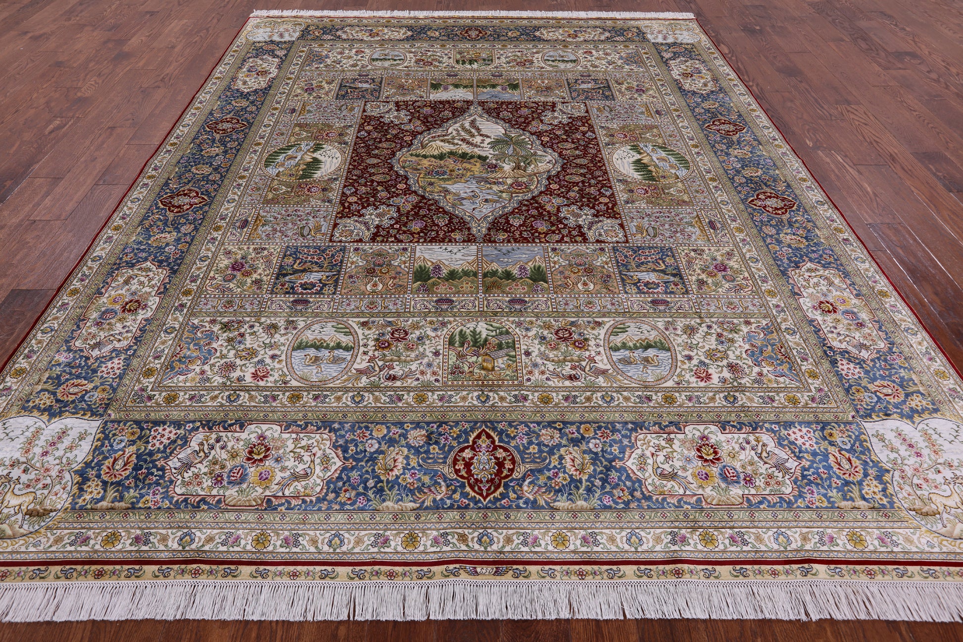 High End Persian 100% Silk Hand Knotted Rug - 8' 0" X 10' 0'' - Golden Nile