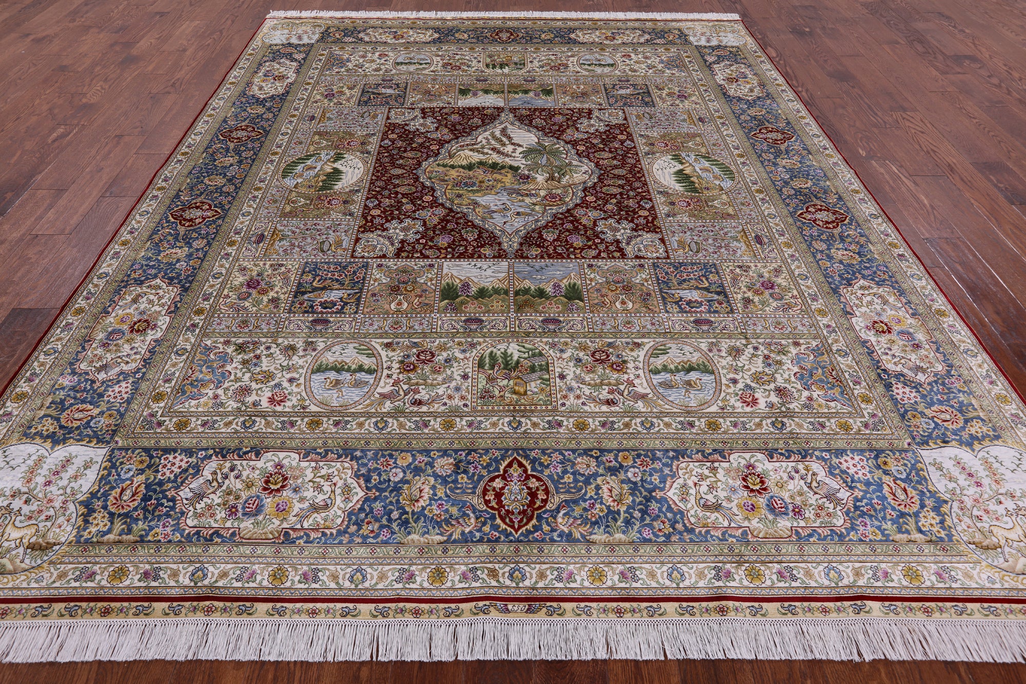 High End Persian 100% Silk Hand Knotted Rug - 8' 0" X 10' 0'' - Golden Nile
