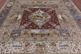 High End Persian 100% Silk Hand Knotted Rug - 8' 0" X 10' 0'' - Golden Nile