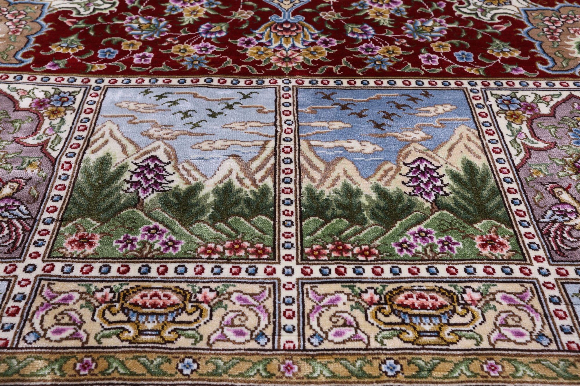 High End Persian Hand Knotted 100 % Silk  Rug - 6' 0" X 9' 0" - Golden Nile