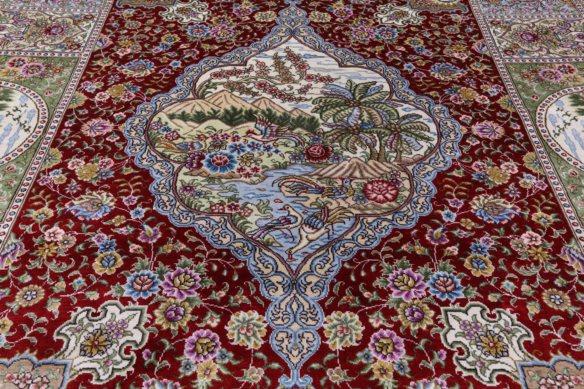 High End Persian Hand Knotted 100 % Silk  Rug - 6' 0" X 9' 0" - Golden Nile