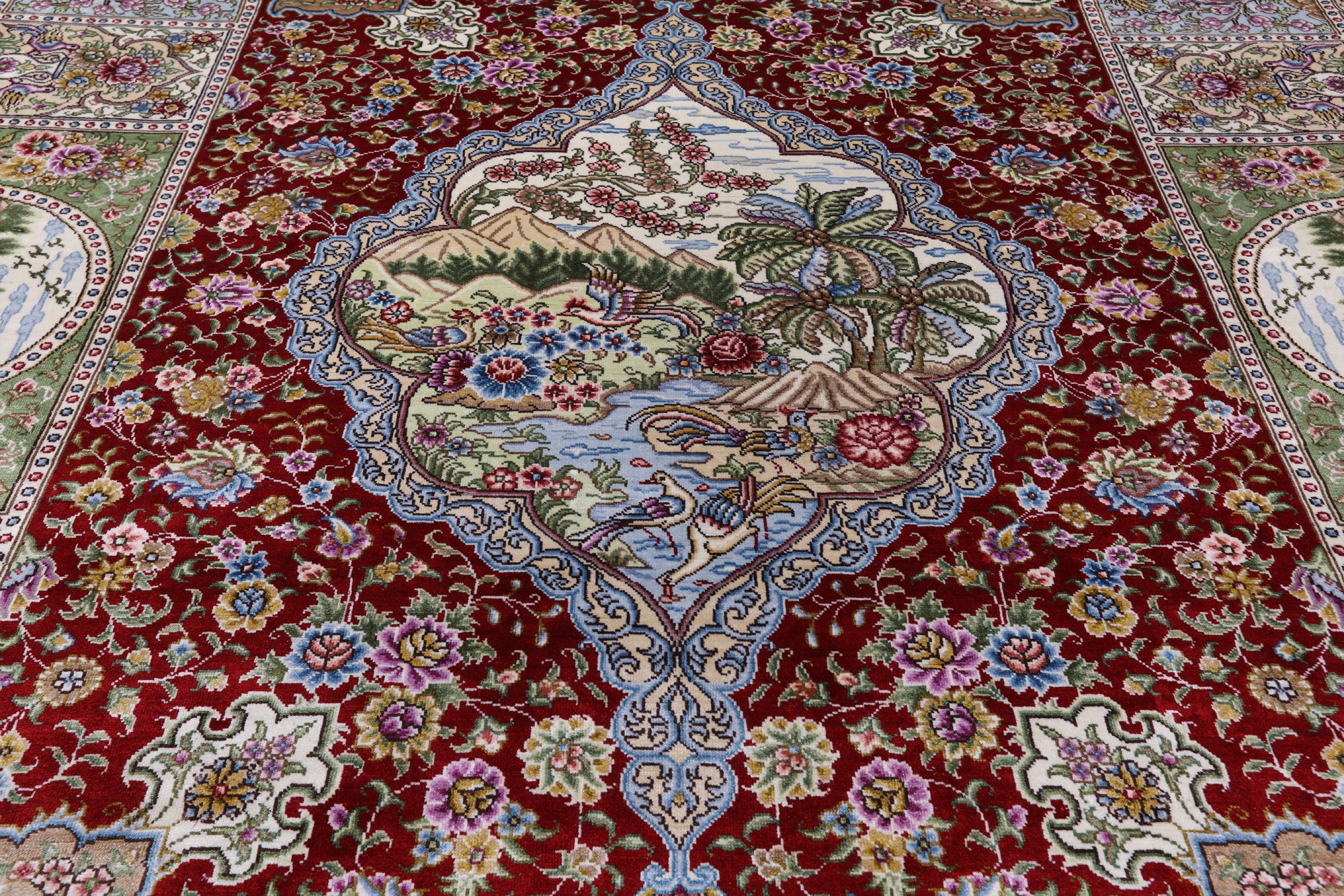 High End Persian Hand Knotted 100 % Silk  Rug - 6' 0" X 9' 0" - Golden Nile