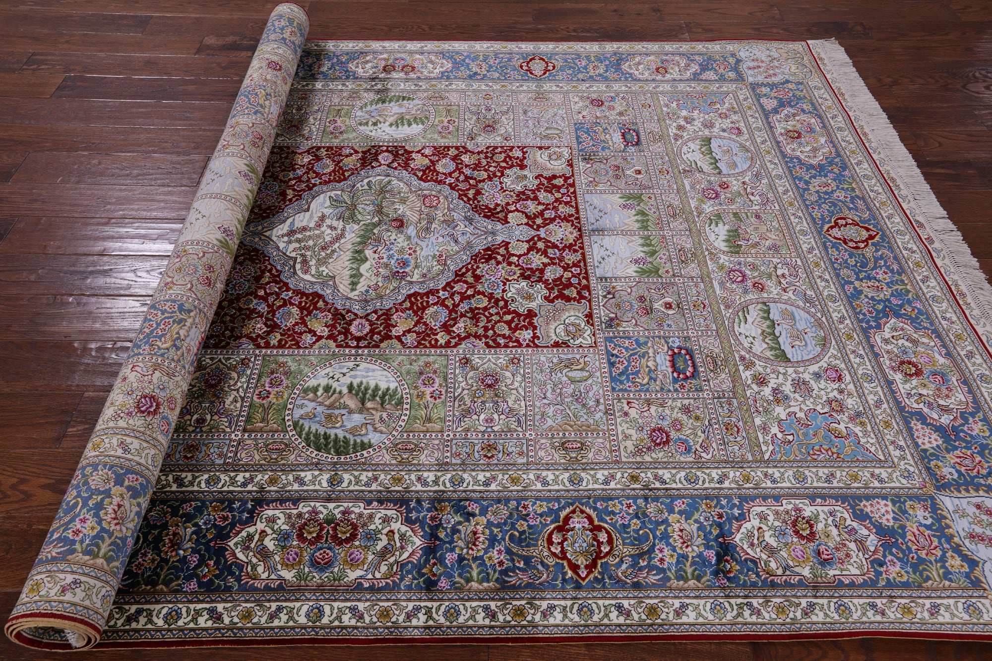 High End Persian Hand Knotted 100 % Silk  Rug - 6' 0" X 9' 0" - Golden Nile