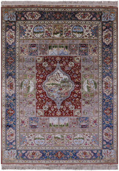High End Persian Hand Knotted 100 % Silk  Rug - 6' 0" X 9' 0" - Golden Nile