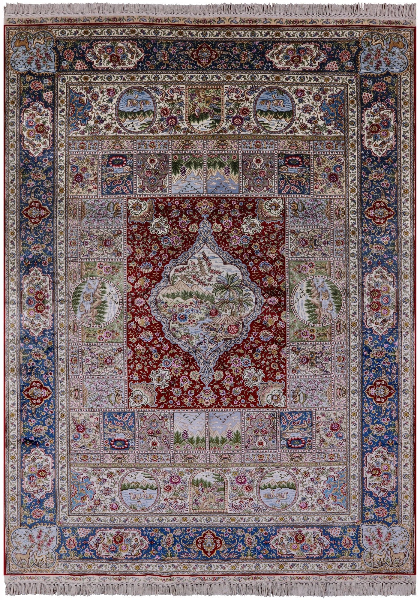 High End Persian Hand Knotted 100 % Silk  Rug - 6' 0" X 9' 0" - Golden Nile