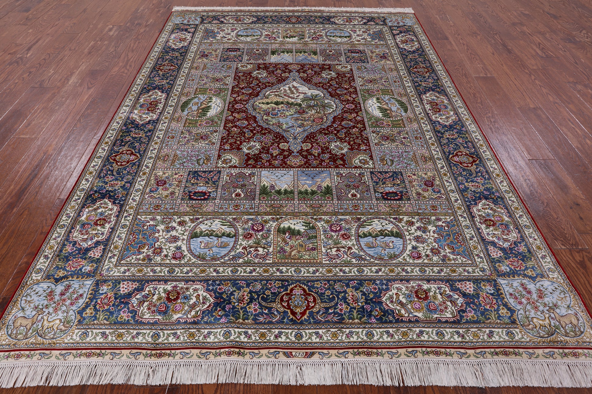 High End Persian Hand Knotted 100 % Silk  Rug - 6' 0" X 9' 0" - Golden Nile