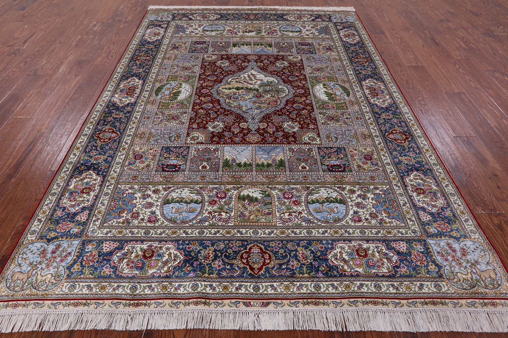 High End Persian Hand Knotted 100 % Silk  Rug - 6' 0" X 9' 0" - Golden Nile