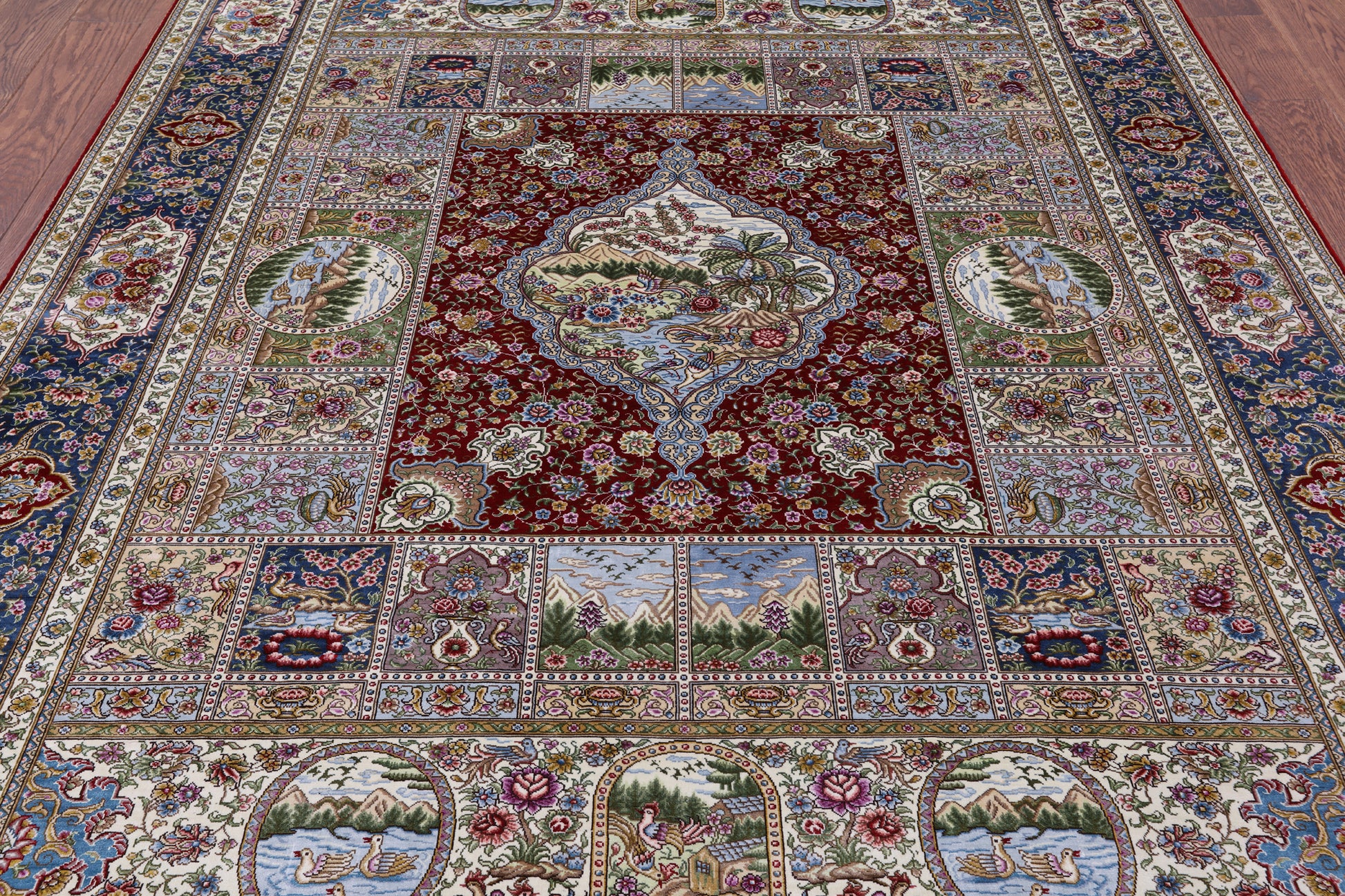 High End Persian Hand Knotted 100 % Silk  Rug - 6' 0" X 9' 0" - Golden Nile