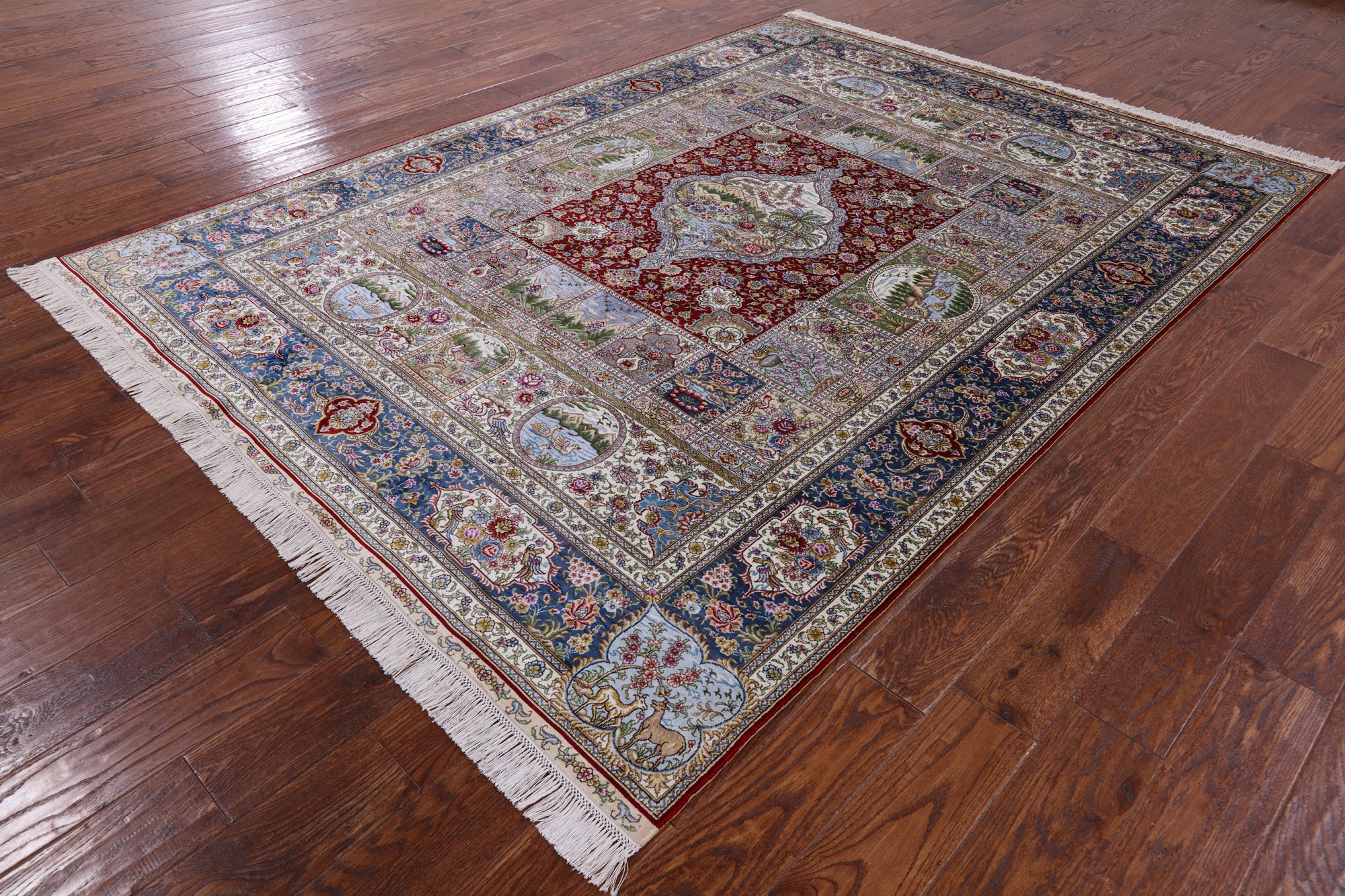 High End Persian Hand Knotted 100 % Silk  Rug - 6' 0" X 9' 0" - Golden Nile