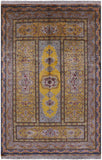 Gold High End Persian Hand Knotted 100 % Silk  Rug - 6' 0" X 9' 0" - Golden Nile