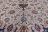 Ivory High End Persian Hand Knotted 100 % Silk  Rug - 6' 0" X 9' 0" - Golden Nile