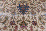 Ivory High End Persian Hand Knotted 100 % Silk  Rug - 6' 0" X 9' 0" - Golden Nile