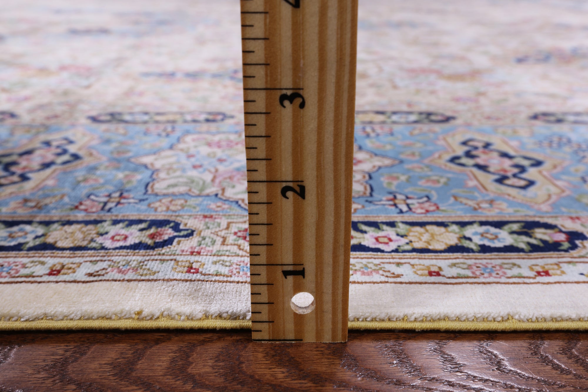 Ivory High End Persian Hand Knotted 100 % Silk  Rug - 6' 0" X 9' 0" - Golden Nile