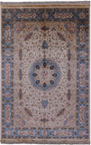 Ivory High End Persian Hand Knotted 100 % Silk  Rug - 6' 0" X 9' 0" - Golden Nile
