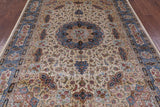 Ivory High End Persian Hand Knotted 100 % Silk  Rug - 6' 0" X 9' 0" - Golden Nile