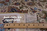 Ivory High End Persian Hand Knotted 100 % Silk  Rug - 6' 0" X 9' 0" - Golden Nile