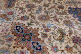 Ivory High End Persian Hand Knotted 100 % Silk  Rug - 6' 0" X 9' 0" - Golden Nile